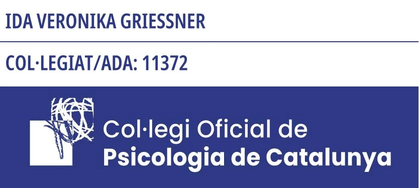 Sello de colegiada del Col·legi Oficial de Psicologia de Catalunya, número 11372